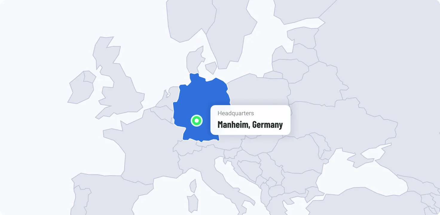 Map showing FUCHS Headquarters in Manheim, Germany.